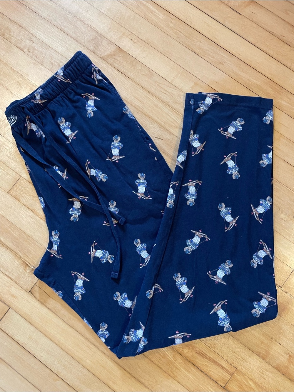 POLO RALPH LAUREN Ski Bear Print Pajama Pants Navy Cotton Preppy   Loungewear